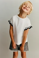 CROCHET SLEEVE T-SHIRT