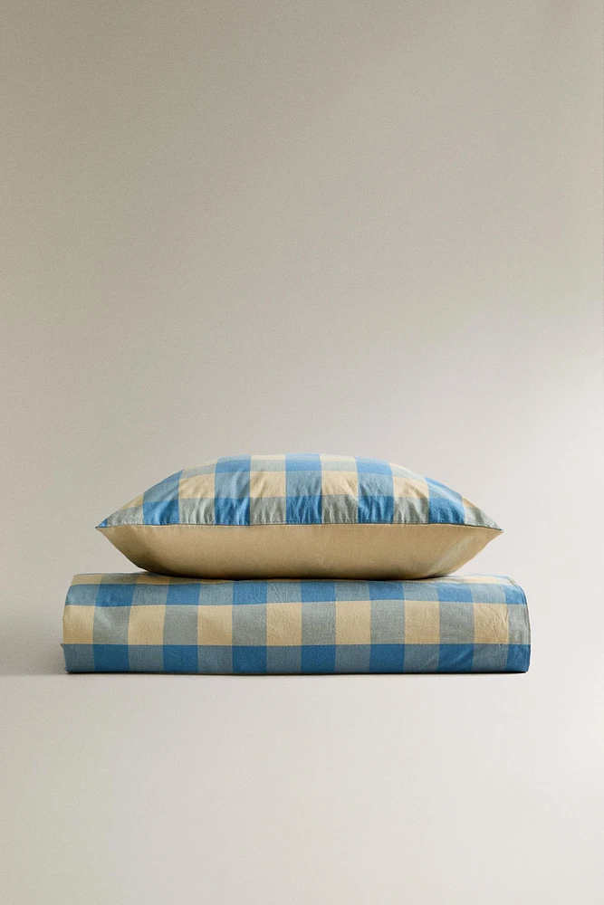 HOUSSE DE COUETTE RÉVERSIBLE ENFANT CARREAUX