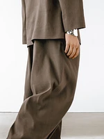 Linen blend straight-leg trousers with darts