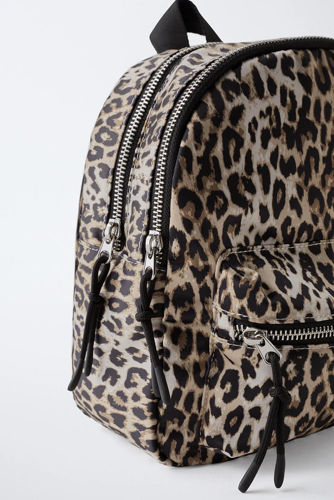 ANIMAL PRINT NYLON MINI BACKPACK