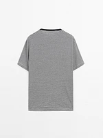 Striped linen and cotton T-shirt