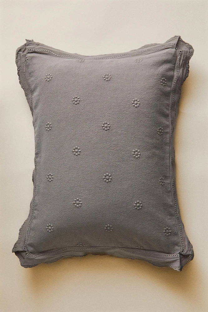 HOUSSE DE COUSSIN ENFANT BRODERIES FLEURS