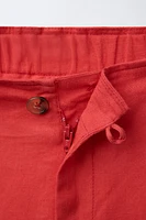 100% LINEN STRAIGHT LEG PANTS