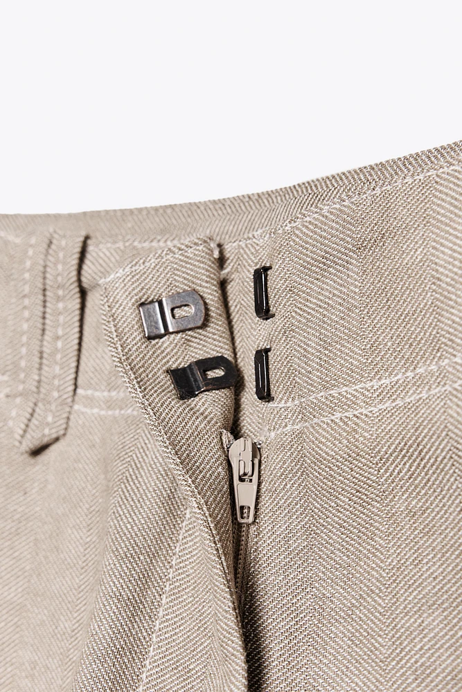 STRAIGHT LEG HERRINGBONE PANTS