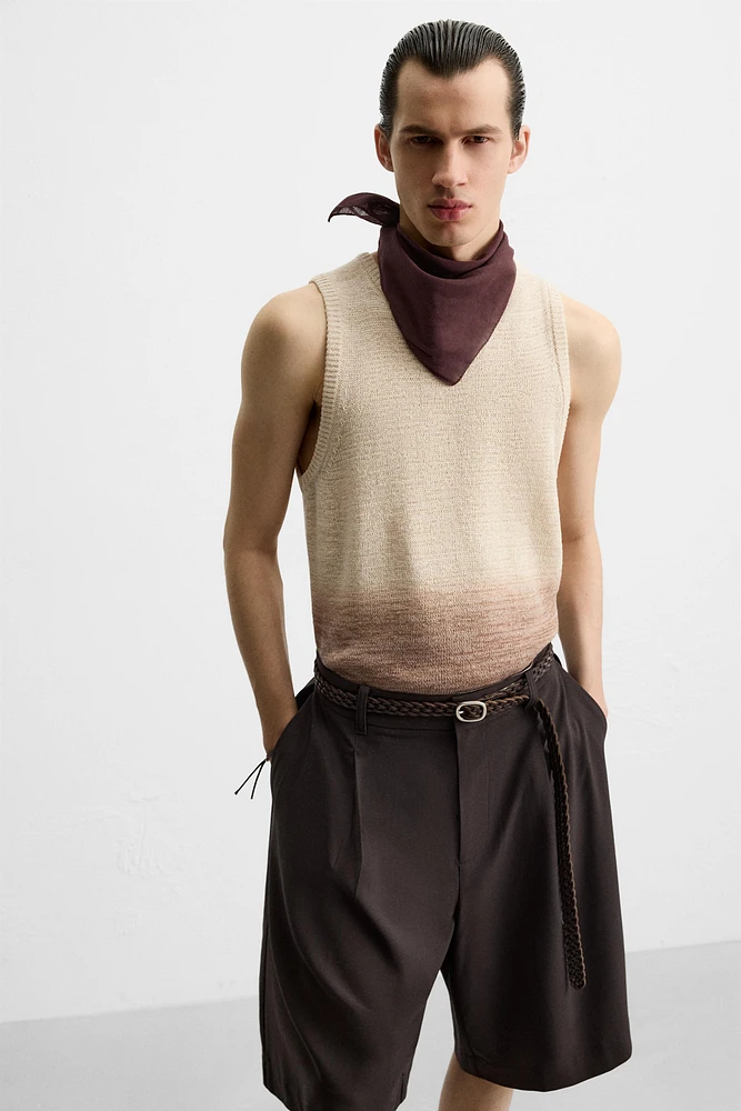COTTON LINEN BLEND KNIT T-SHIRT