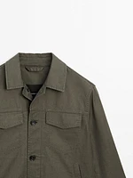 Cotton and linen jacket with pockets