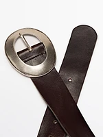 Ceinture en cuir nappa avec boucle ovale
