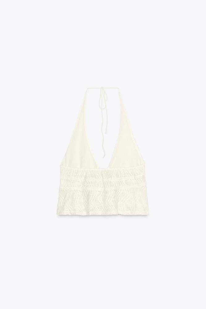 TEXTURED HALTER TOP