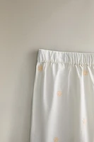PANTALON COTON FLEURS BRODÉES