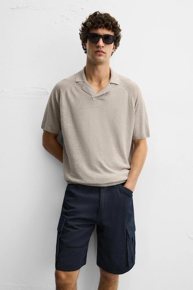 LINEN KNIT POLO SHIRT
