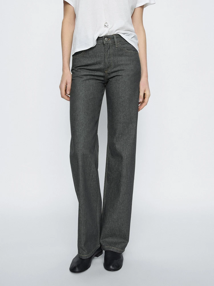 Mid-rise wide-leg cotton jeans