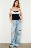 TOP BUSTIER EN MATIÈRES VARIÉES