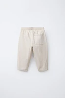 LINEN BAGGY BUTTON PANTS