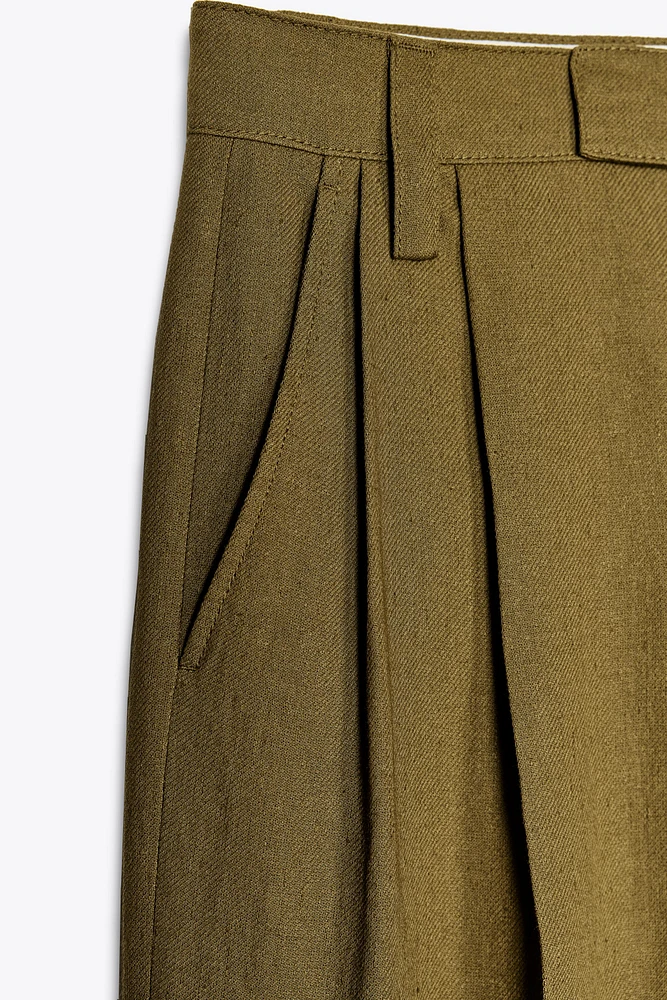 LINEN BLEND PLEATED PANTS ZW COLLECTION