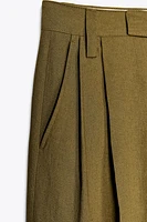 LINEN BLEND PLEATED PANTS ZW COLLECTION