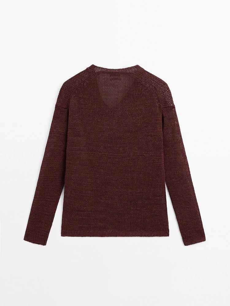 Pull en maille ajourée 100 % lin