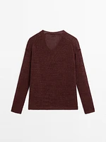 Pull en maille ajourée 100 % lin