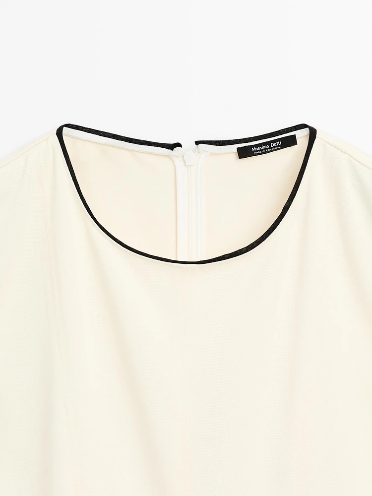 Flounce dress with contrast trims
