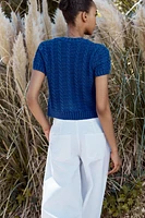 KNIT CARDIGAN WITH SHORT SLEEVES