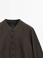 Linen blend jacket with button detail
