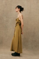 SATIN MIDI DRESS WITH BELT