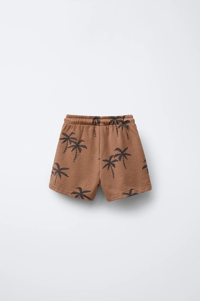 TEXTURED PALM TREE SHORTS