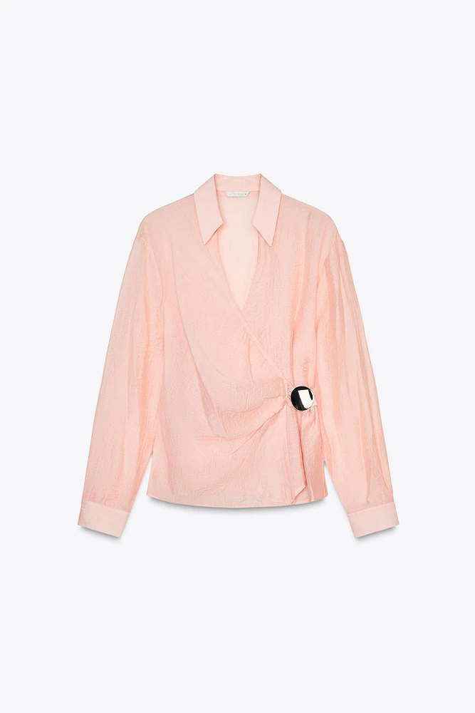 GOLD APPLIQUÉ WRAP SHIRT
