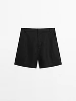 100% linen short Bermuda shorts
