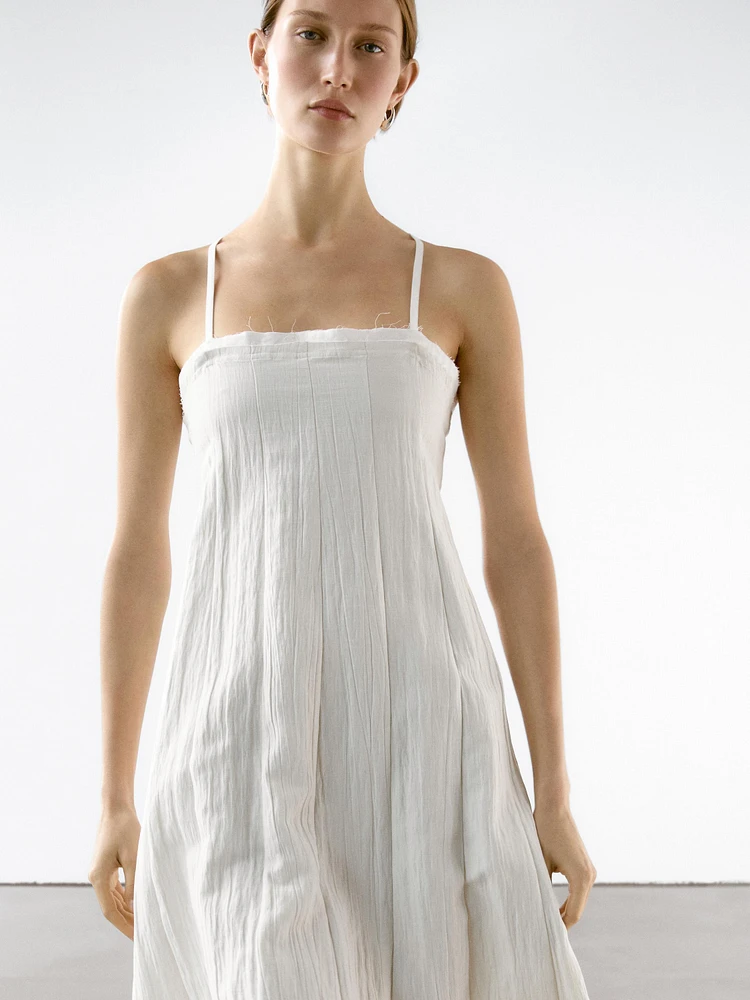 Textured double fabric midi dress