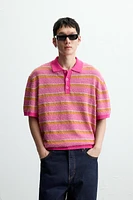 TEXTURED STRIPE KNIT POLO