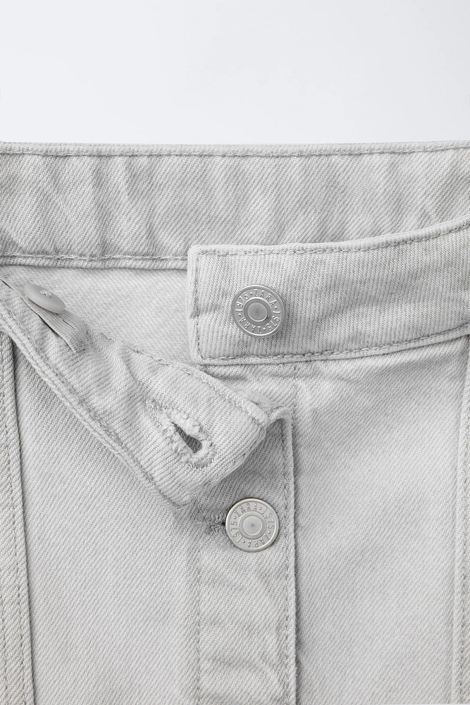 CUTOUT FRAYED DENIM SKIRT