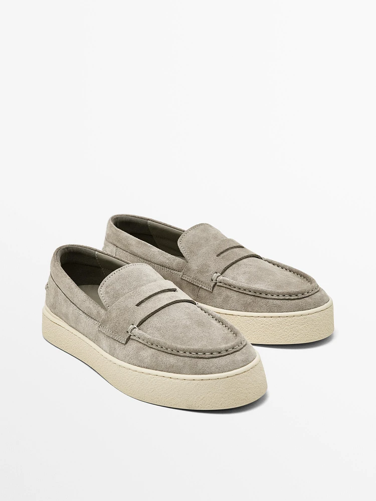 Soft split suede loafers
