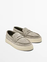 Soft split suede loafers