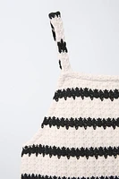 CONTRASTING CROCHET KNIT DRESS