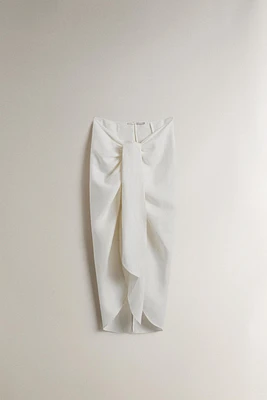 LONG LINEN BEACH SARONG WITH KNOT
