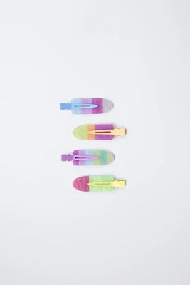 FOUR-PACK OF MULTI-COLORED BARRETTES