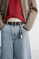 PORTE-CLÉS EN CUIR À IMPRIMÉ ANIMALIER