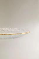 ASSIETTE DE PRÉSENTATION VERRE RECYCLABLE RELIEF FILET DORÉ