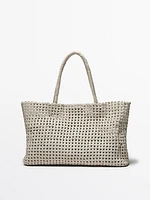 Sac cabas tressé en cuir nappa