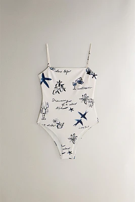PRINTED BEACH SWIMSUIT