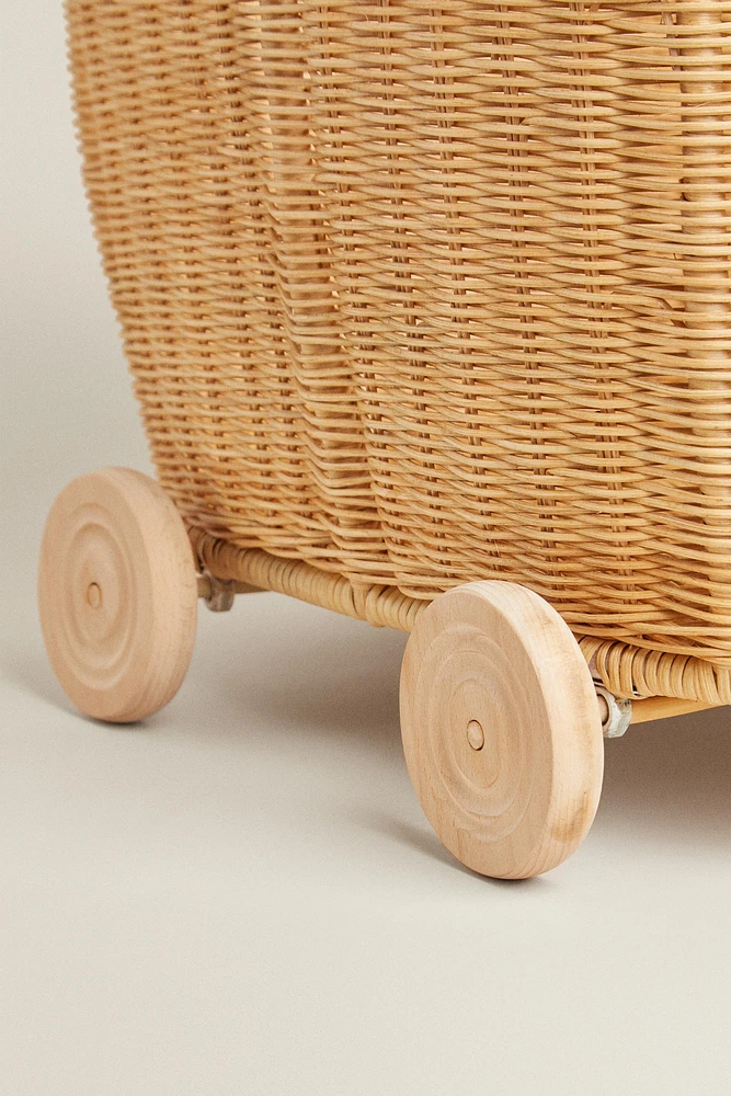 CHILDREN'S RATTAN CART BASKET