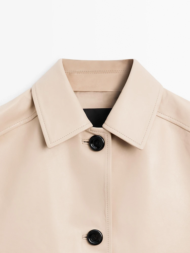 Veste courte en cuir nappa