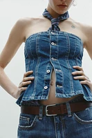 TRF DENIM BANDEAU TOP