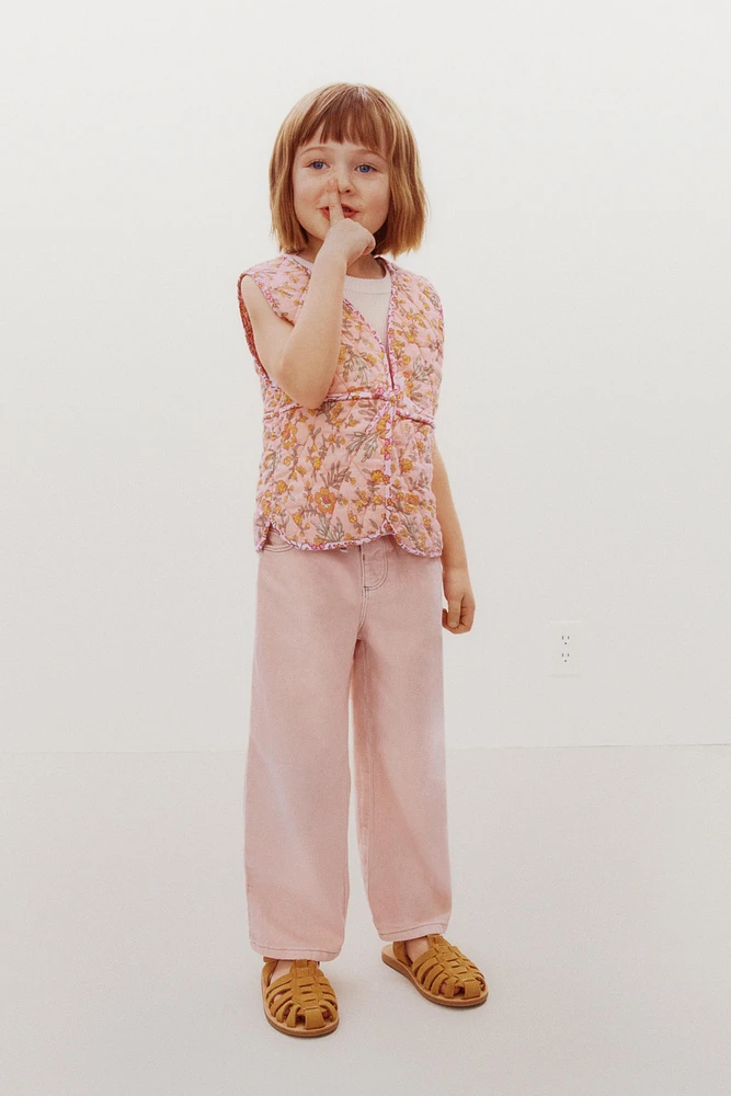 TWILL WIDE LEG PANTS
