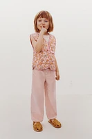 TWILL WIDE LEG PANTS