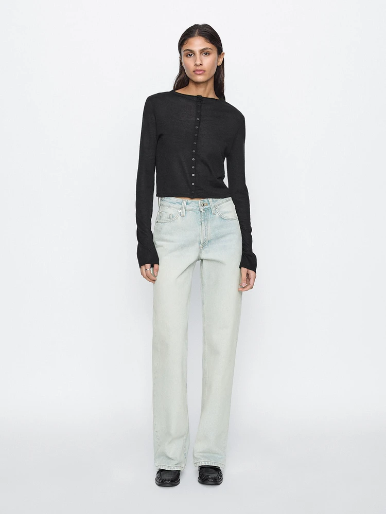 Jean large mid-rise en coton