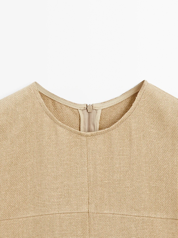 Robe longue bi-matière fendue sur les côtés