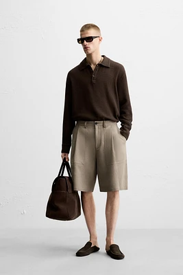 TEXTURED LINEN - COTTON SHORTS
