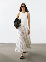 Flowing check midi skirt