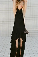 HALTER RUFFLE MAXI DRESS